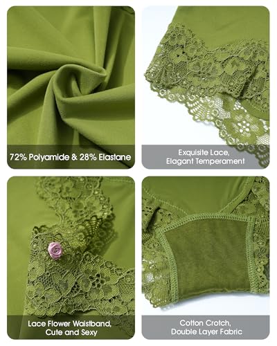 LEVAO Boy Shorts Underwear for Women Lace Full Coverage Boxer Briefs Panties 5 Pack S-XL4