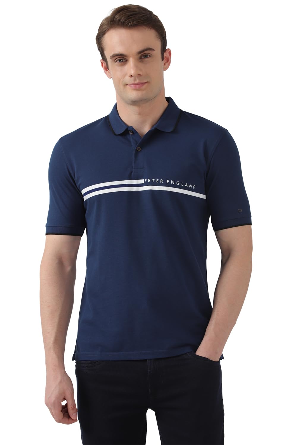 Peter EnglandMen's Everyday Solid Regular Fit Polo | Cotton Rich | Premium Pique Weave