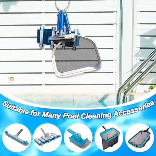 Saillong Pool Tool Holder and Organizer, 1-1/4" Pool Cleaning Accessory Organizer for Brushes, Leaf Rakes, Skimmers, Vacuum Head, Blue Equipment Storage Rack with 3 Holder, 3 Hook and 1 Key Chain Loop - Image 7