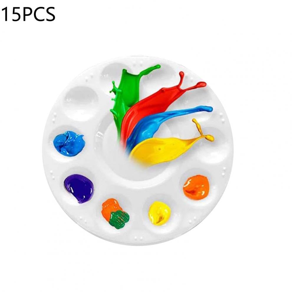 Palette d'aquarellePalette 15Pcs Palettes 10 Trous Plateau de Peinture Rond en Plastique Résistant à la Corrosion Palette de Dessin