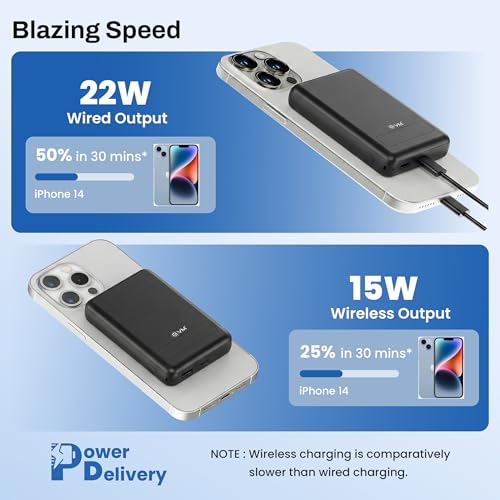 Image of EVM EnMag Ace P0301 10000mAh Power Bank - 15W Wireless Charging, 22.5W Fast Charging, Magnetic Compatible-(EVM P0301-Black)-2 Year Warranty