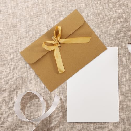 50 Sobres de Felicitación Vintage Kraft con Lazo Dorado para Mensajes Privados en la Escuela 6