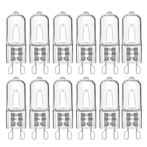 Liuyife G9 28W Halogen Light Bulbs Dimmable 2700K Warm White 230V 370LM No Flicker G9 Capsule Bulb for Ceiling Bulb Cabinet Light Chandelier Desk Light 12 Pack