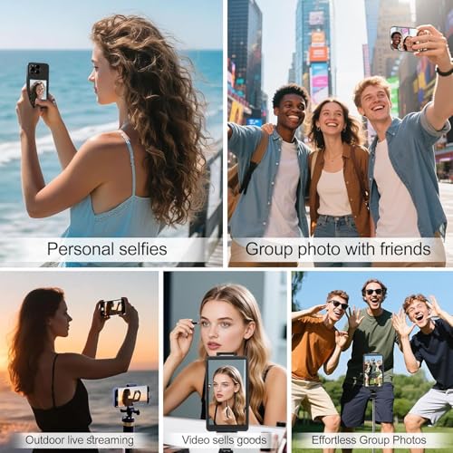 Image of Phone Vlog Selfie Monitor Screen, Magnetic Mount Wireless Connection, Back Camera Monitor Compatible iPhone & Android Phone, Sync Phone Rear Camera for TikTok Selfie Vlog Live Stream (Black)