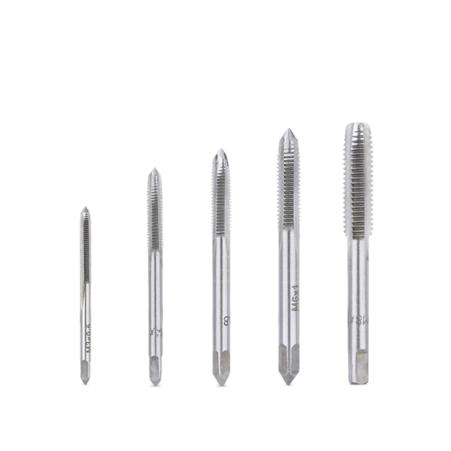 Metric tap Set 5pcs M3 M4 M5 M6 M8 HSS Screw Tap Drill Bit Straight Flute Machine Thread Tap Drill Hand Tools(No.1 M4341)