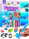 Bead Art & Painting For Kids – Birthday Gifts for Girls & Boys 8–12 Year Old, Craft Set with Colorful Templates, Beads Pen & Painting Activities, Creative Arts & Crafts Ocean Themed Set