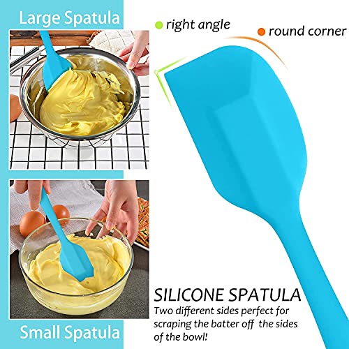 Image of Silicone Spatula Set Silicone Kitchen Utensils Set with Basting Pastry Silicone Brush Heat Resistant Non-Stick, for Cooking Baking Cake Decorating, Rubber Spatula Turner Spoonula, 5 (Blue)