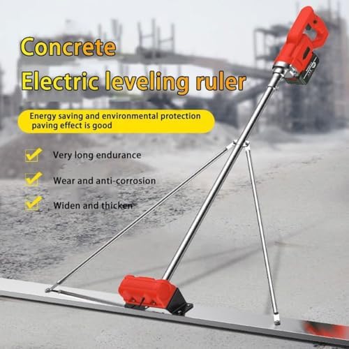 Commercial Electric Concrete Finishing Tool | 59" Power Screed Vibrating Trowel | 6000 RPM Cement Leveling Machine with 2 Batteries | Heavy-Duty Concrete Finisher