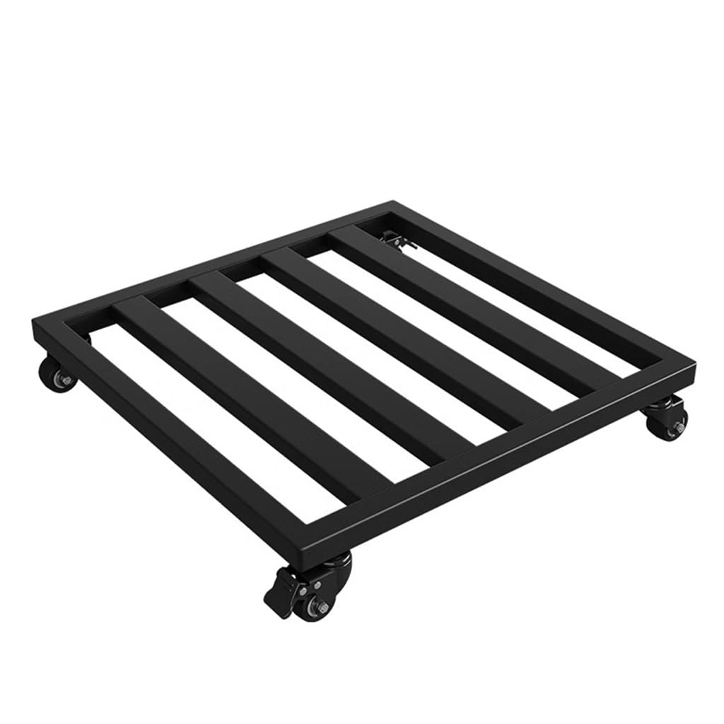 Soporte de metal para plantas con ruedas de 50 x 50 cm, soporte versátil para macetas, base de acuario, soporte extraíble para una fácil movilidad, bandeja negra para principiantes