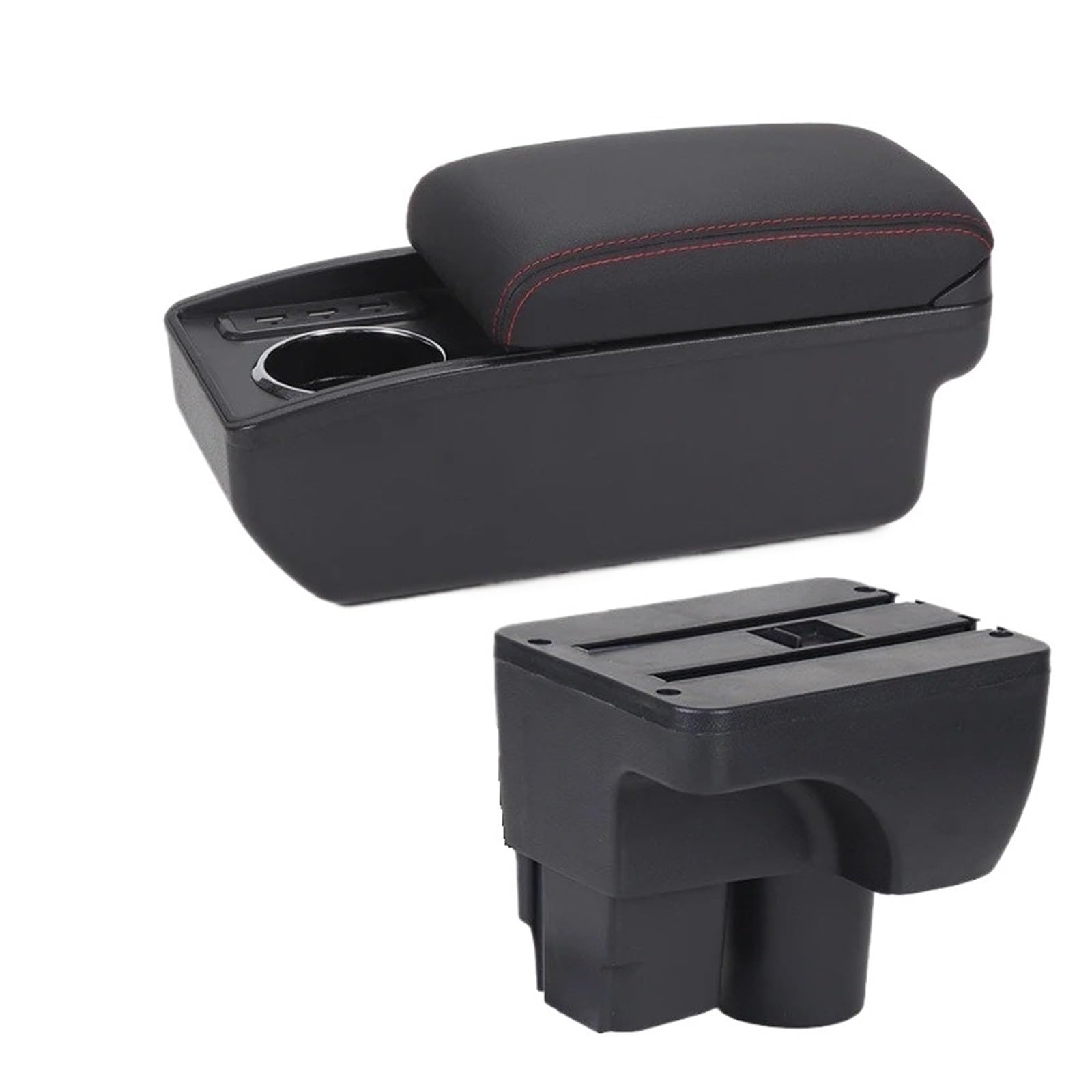 Hguvsjd Armrest Box For Chevrolet For Aveo For Sail 3 For III Armrest Retrofit Parts Storage Box Dedicated Accessories Car Armrests(B Black red 6USB)