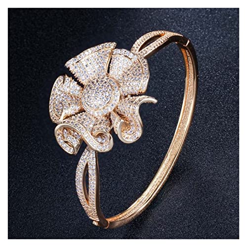 Bracelet Cubic Zirconia Pave Mode Féminine Bijoux Strass Fleur