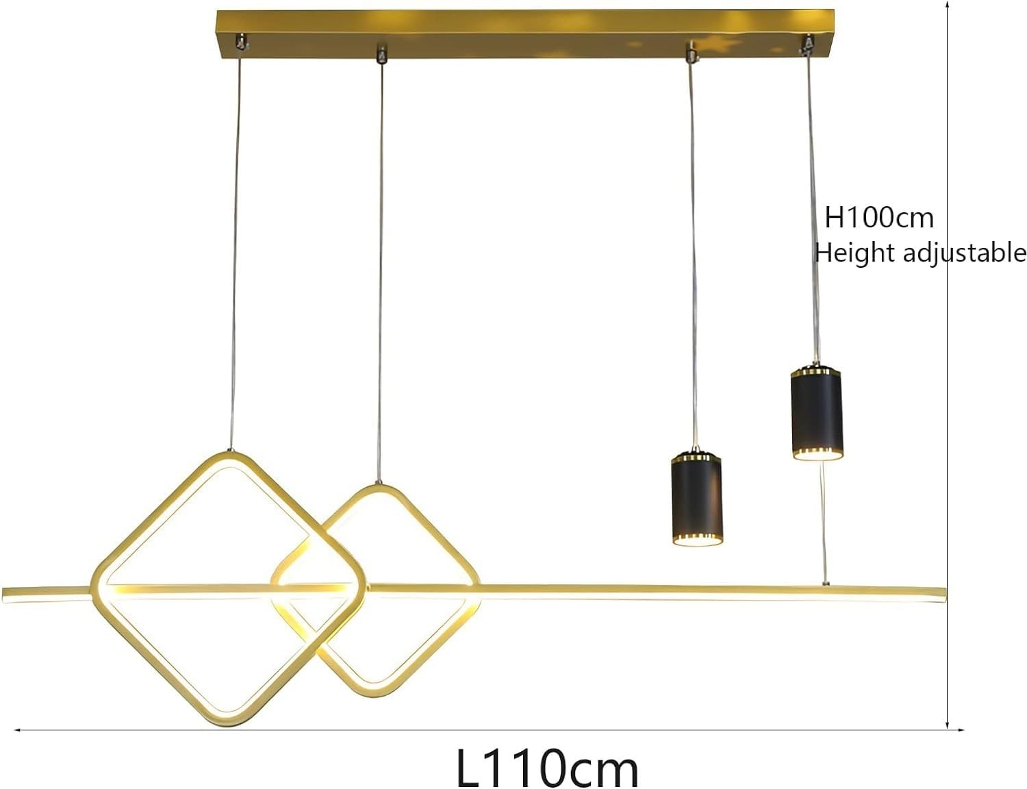Wisząca lampa LED do jadalni, stołowa, żyrandol, 3-kolorowy ściemniacz, regulacja wysokości, lampa wisząca Sky do biura, jadalni, gabinetu, salonu, lampy kuchenne