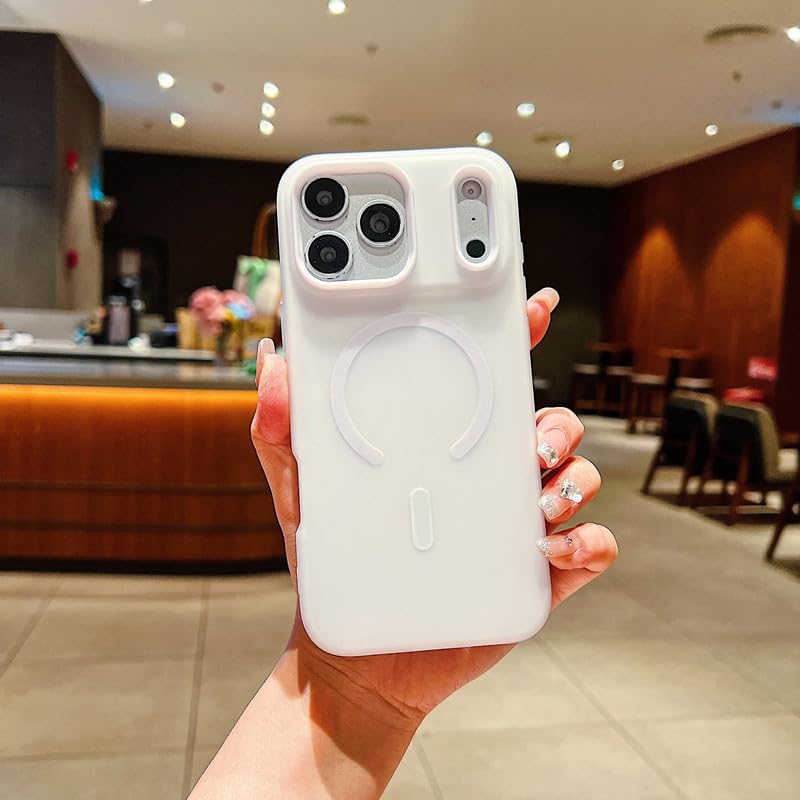 Image of LuxuryKase Magnetic Silicone Candy Case for iPhone 17 Pro | MagSafe Compatible | Slim Protective Case | Lightweight & Flexible | Wireless Charging | Soft Matte Finish - White