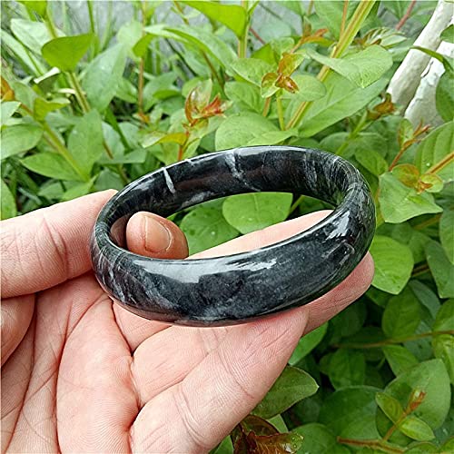 Raindrop Natural Black Bracelet Hand Carved Wide Jade Bracelet