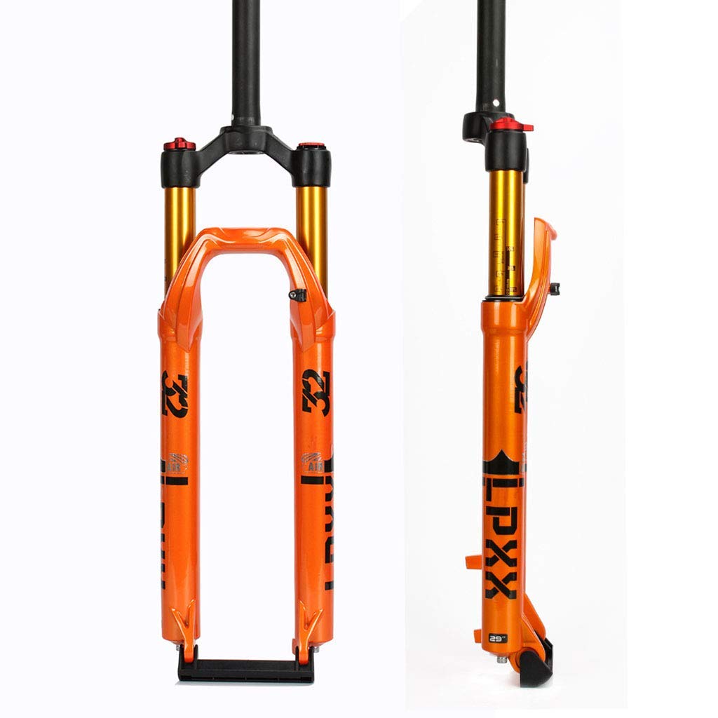 AZQOHMIS Bike Suspension Fork,29 inch MTB Bicycle Suspension Fork,Mountain Bike Straight Steerer Front Fork,Cycling Front Suspension Fork,Manual Lockout,Travel 120mm,Orange-B