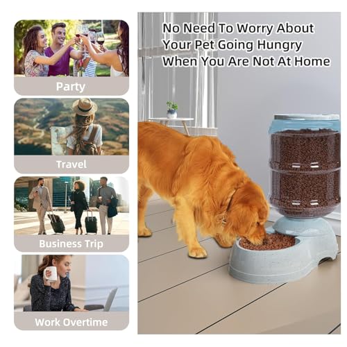 Image of Automatic Pet Food Dispenser 3.8 Large Capacity Dog Cat Feeder | Gravity Auto Food Feeder Bowl | No Electricity Required | Anti-Slip Base | Dry Food Storage Container for Dogs & Cats