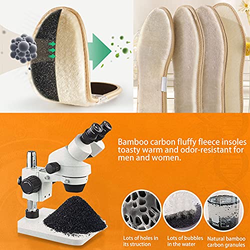 4 Pack Thick Synthetic Wool Insoles for Men Boots Winter Warm Shoe Insoles for Women Sneakers Slippers Bamboo Carbon Liners Faux Shearling Inserts for Shoes, Womens 10/ Mens 9 M US3