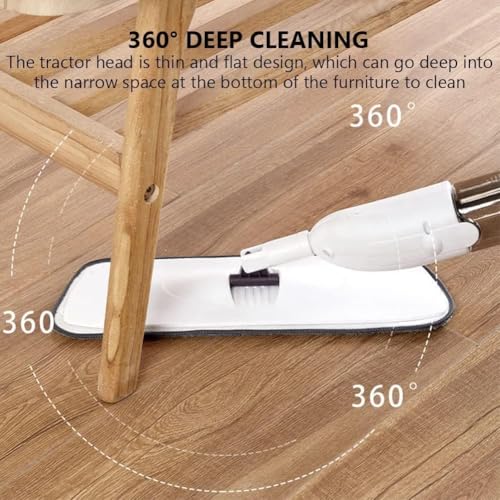 Image of Spray Mop with Refillable Water Tank, 360 Rotating Flat Mop with Microfiber Pad for Tiles, Marble, Wooden Floor