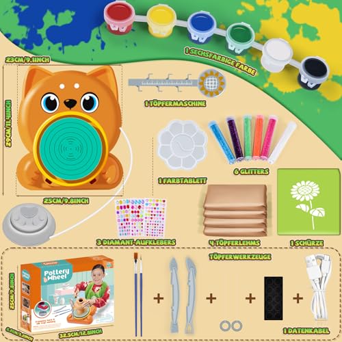 Miniatura 2 de Jonrryin Kit Ceramica Para Niños, Alfarero Eléctrico, Contiene Arcilla Cerámica, Color, Delantales, Adecuado Para Mayores De 6 Años Y Principiantes Perro