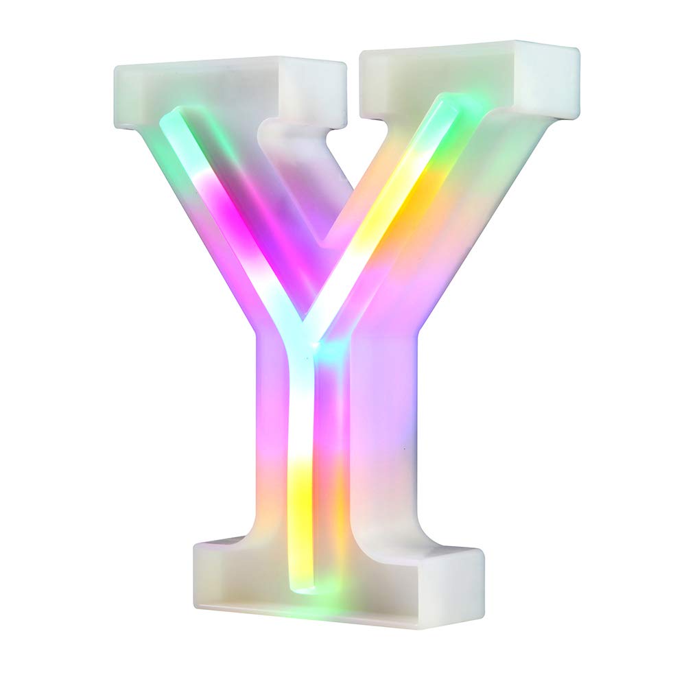 Photo 1 of Neon Letter Lights 26 Alphabet Letter Bar Sign Letter Signs for Wedding Christmas Birthday Partty Supplies,USB/Battery Powered Light Up Letters for Home Decoration-Colourful Y Letter-Y