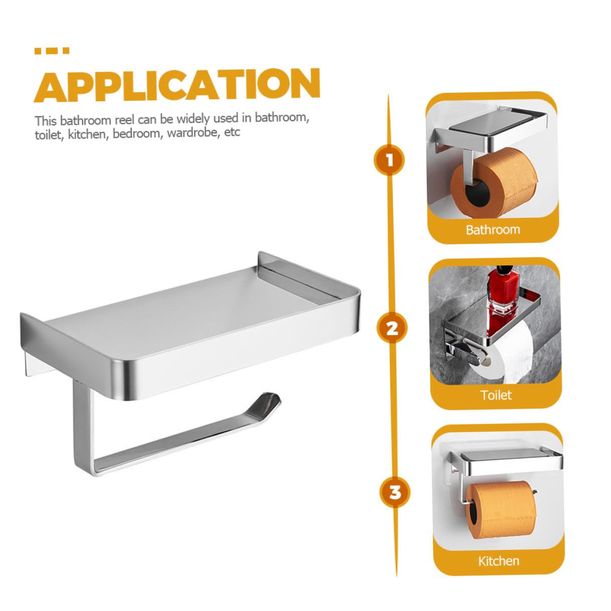 NUOBESTY Portarotolo Carta Igienica con Ripiano per Smartphone Supporto da Muro in Acciaio Inossidabile Antiruggine Bagno e Toilet