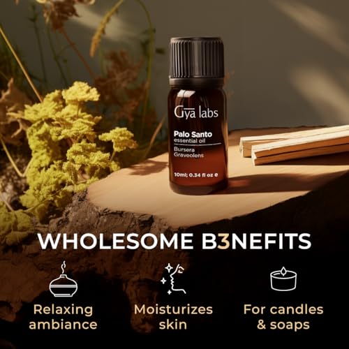 Image of 100% Pure Palo Santo Essential Oil - 0.34 Fl Oz - Palo Santo Oil for Hair, Skin, Diffuser, Aromatherapy & DIY Candle Making Scent