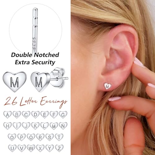 Pendientes corazón plata inicial Silvora discretos mini 5