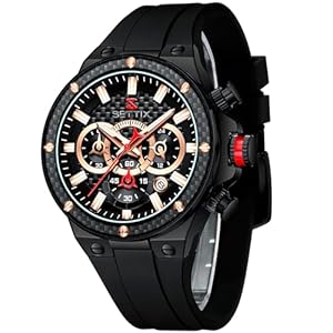 SETTIX, Reloj Hombre, Analógico, Correa de Silicona o Acero, Movimiento de Cuarzo, Ancho de Caja Variable, Resistente al Agua 30m Profundidad, 97 a 166 Gramos