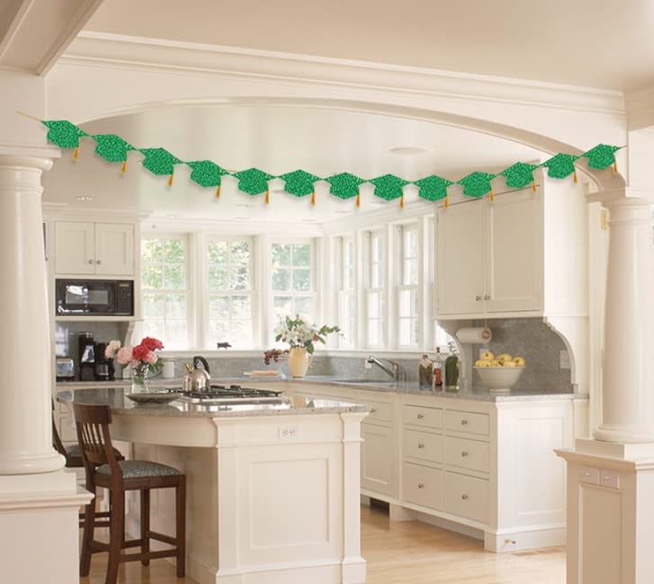 Image of Graduation Decorations Class of 2026 Pre - Strung Glitter Congrats Grad Graduation with Tassel Party Congratulations Banner Decor College High School Graduation Party Favors Green