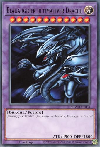 Blauäugiger ultimativer Drache SDWD-DE034 Common Deutsch Boosterfrisch Unlimitiert - Structure Deck: Blue-Eyes White Destiny - mit ReCollectibles-Versandschutz - für Yu-Gi-Oh!