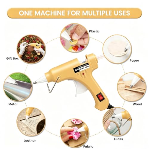 Image of Hot Glue Gun Kit with 30 Glue Sticks, 20W Mini Glue Gun Set (Yellow) | Fast Preheating, Compact, Hot Melt Glue Gun Ideal for School Classroom Crafts DIY Arts and Quick Home Repairs