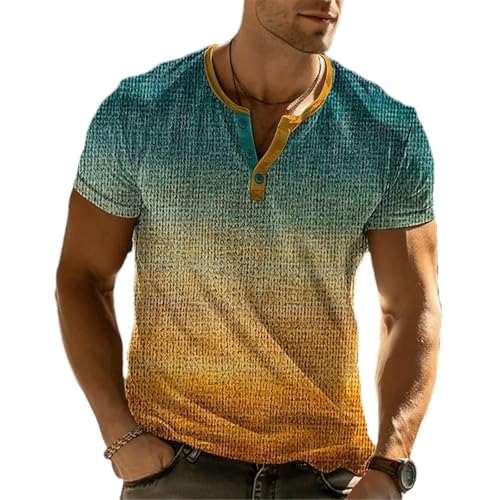 Chemises Henley imprimées 3D dégradées pour rompre avec la monotonie des t-shirts amples homme