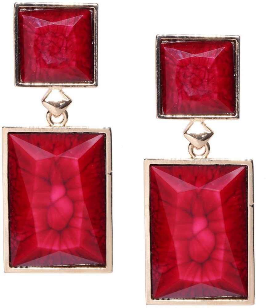 Yellow Chimes Drop Earrings for Women Red Crystal Gold Plated Geometric Shaped Drop Earrings For Women and Girls (B082QQ6PRT) Amazon Price History, Amazon Price Tracker