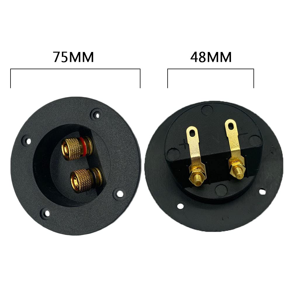 2 Pcs 2 Way Speaker Box Terminal Plastic Subwoofer Binding Post Round