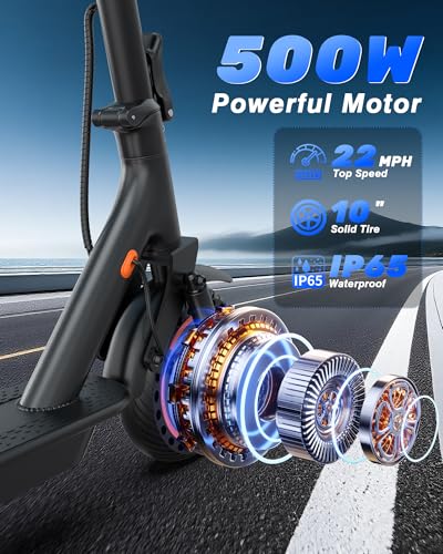 Image of NAVIC Adult Electric Scooter, Folding E Scooter with 350W /500W /750W Powerful Motor, 8.5 inch /10 inch /14'' Solid Tires, 22 /19 /16Mph, 19-31 Miles Max Range, Commuting Scooters with Dual Brakes System, APP