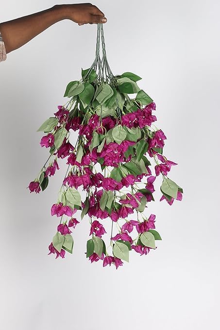 Flower Bougainvillea Creeper | Artificial | Hanging Plant | Outdoor Indoor Plan | Perfect for Party | Decoration | Wall | Pot | Wedding | Home | Office Pack of 1, Purple
