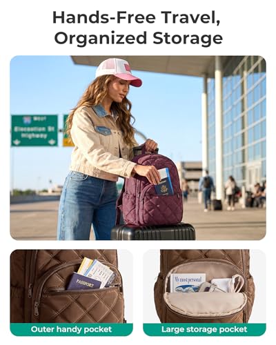 Image of BAGSMART College Laptop Backpack,Cute Travel Backpack for Women,Quilted Computer Bookbag