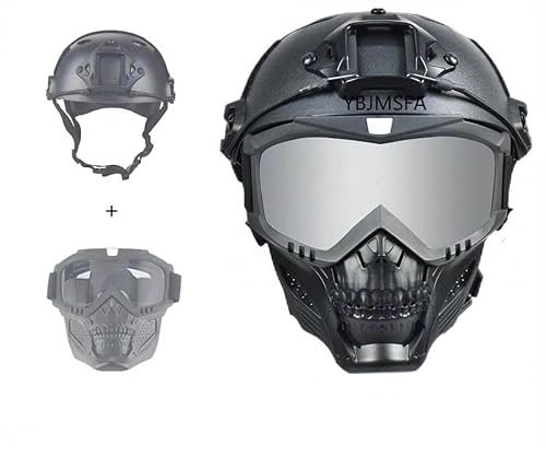 YBJMSFA Capacete tático Airsoft Fast tipo PJ / máscara facial removível para motocicleta, para paintball, desportos ao ar livre, caça, tiro