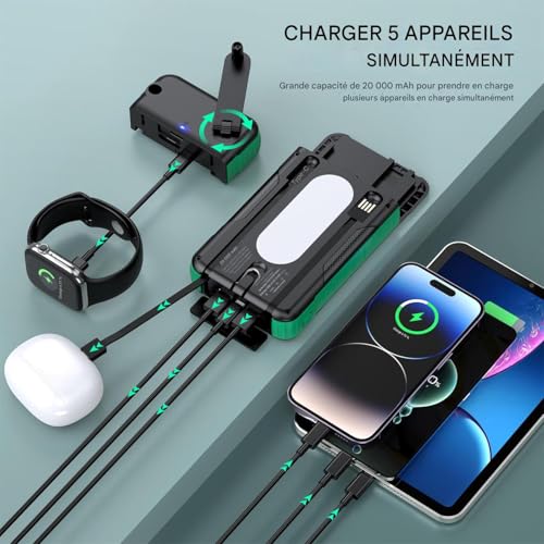 Batería externa panel solar Mimoqk 20000 mAh portátil para smartphone y tableta 7