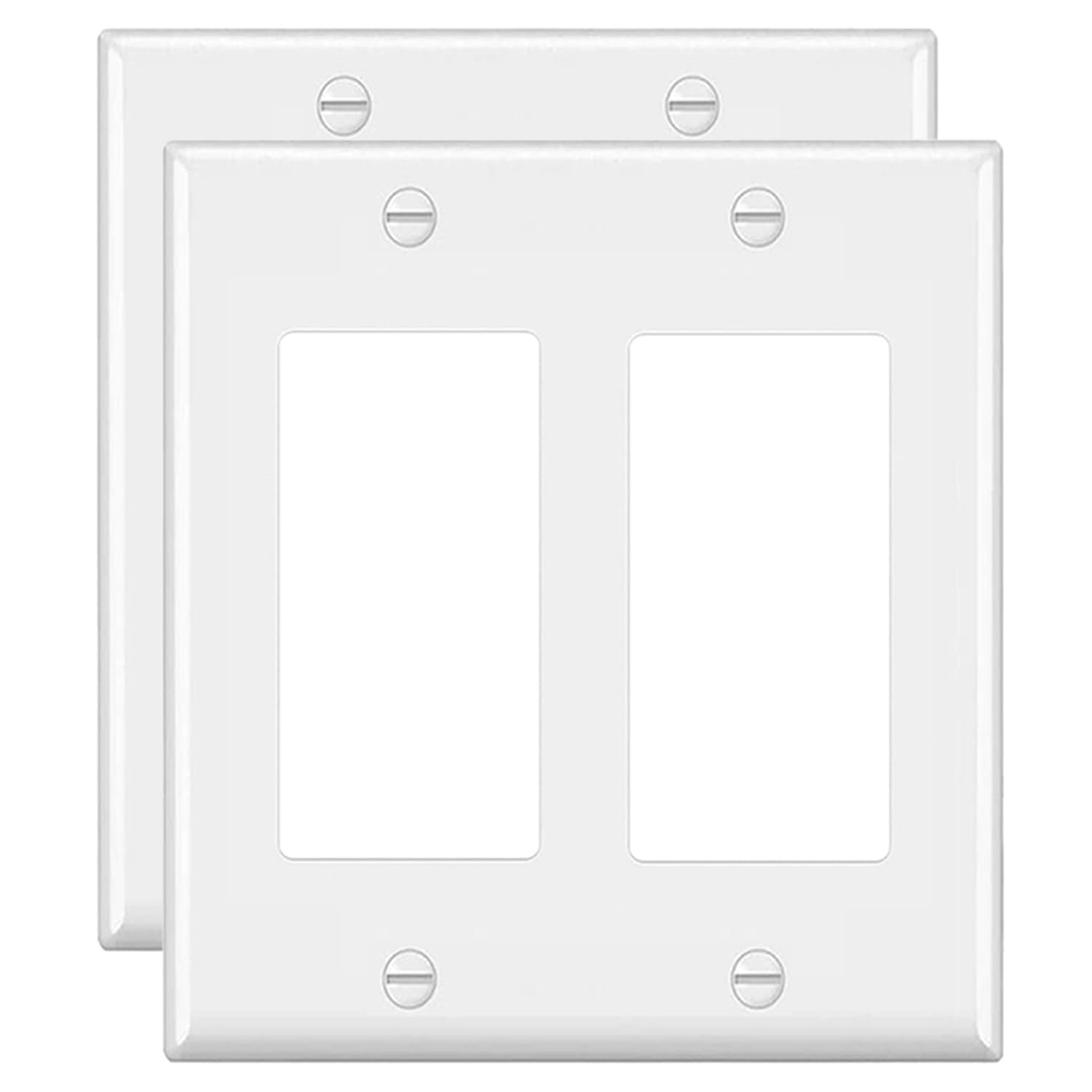 ENERLITES Standard Size 2-Gang Wall Plate Cover, 4.50"" X 4.57"", Polycarbonate Thermoplastic, UL Listed, 881121-W, White - View #6