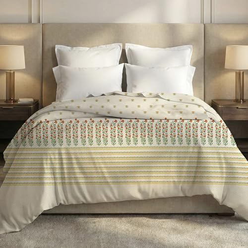 Image of MYTRIDENT Soft Comfort Comforter, 100% Cotton Cover, 200 GSM Fiber Filled Comforter, 88 Inches x 104 Inches, King Size Comforter, Printed, AC Blanket, Reversible - Art Age