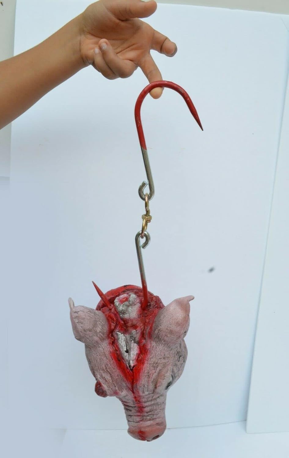 Acid Tactical Life Size Halloween Props Realistic Pig Head Hanging on REAL METAL Hooks GORY