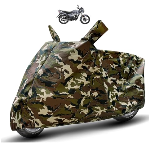 Image of Auto Hub Waterproof Bike Cover Compatible with Shine Dustproof, UV Protection Two Wheeler Bike Shine 125 Cover - Army Print