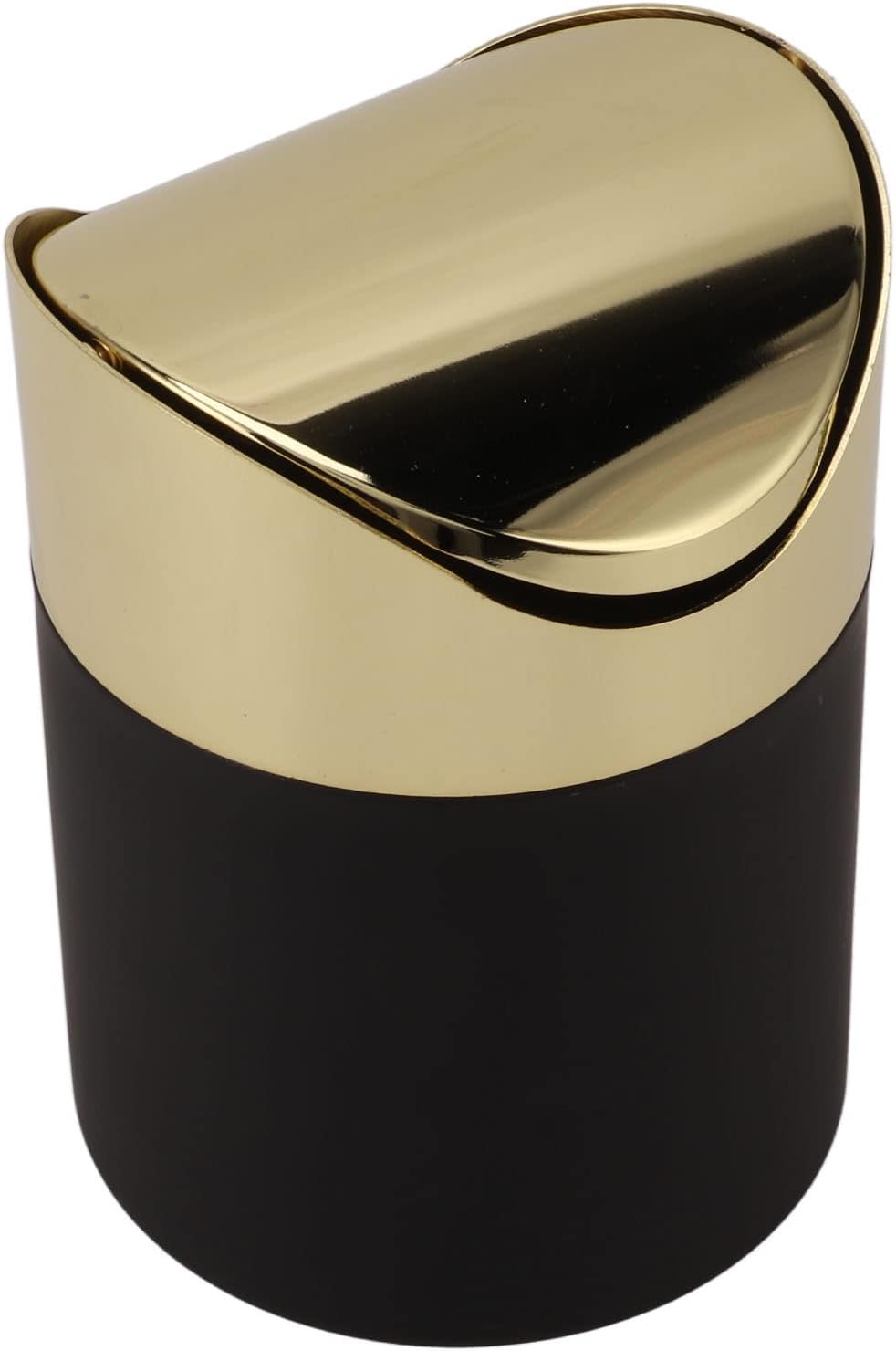Image of Tissting Stainless Steel Table Trash Can 1.5L /50.7oz, Gold Lid | Mini Waste Basket | Desktop Dustbin for Office & Kitchen & Bathroom | Compact & Durable