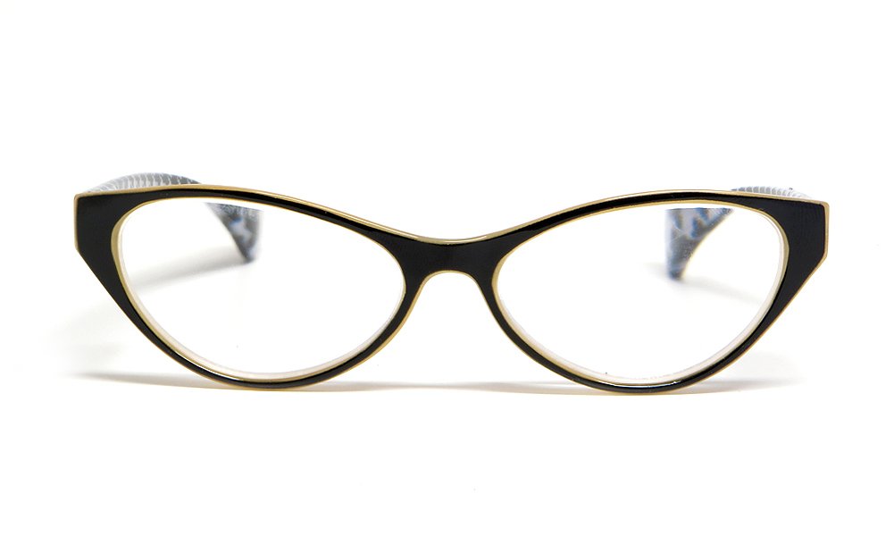 Calabria Emily Cateye Reading Glasses +4.00 Tan Black White Women Stylish Fashion Eyeglasses Cat Eye Single Power Reader