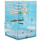 Jaula para Ninfas Jaula De Pájaro Ornamental De Acrílico Transparente, Jaula De Cría De Loros De Tienda De Mascotas, Jaula Portátil para Agapornis Fácil De Limpiar (Color : Clear-set1)