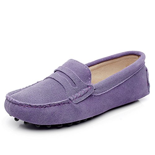 Image of ANUFER Women's Classic Suede Penny Loafers Comfort Handmade Slipper Moccasins