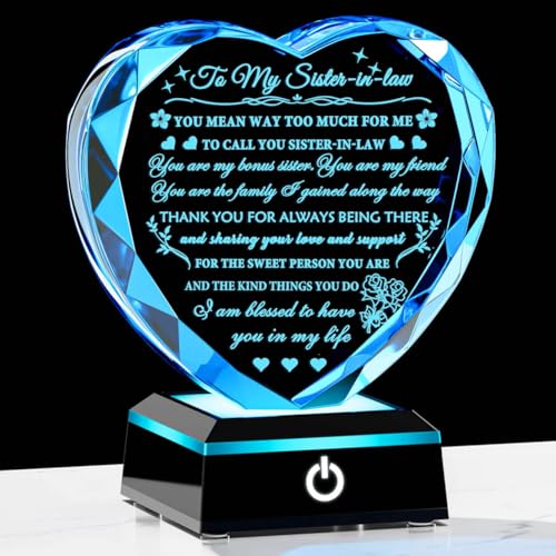 Arikyrist Meaningful Sister in Law Gifts with Colorful LED Base