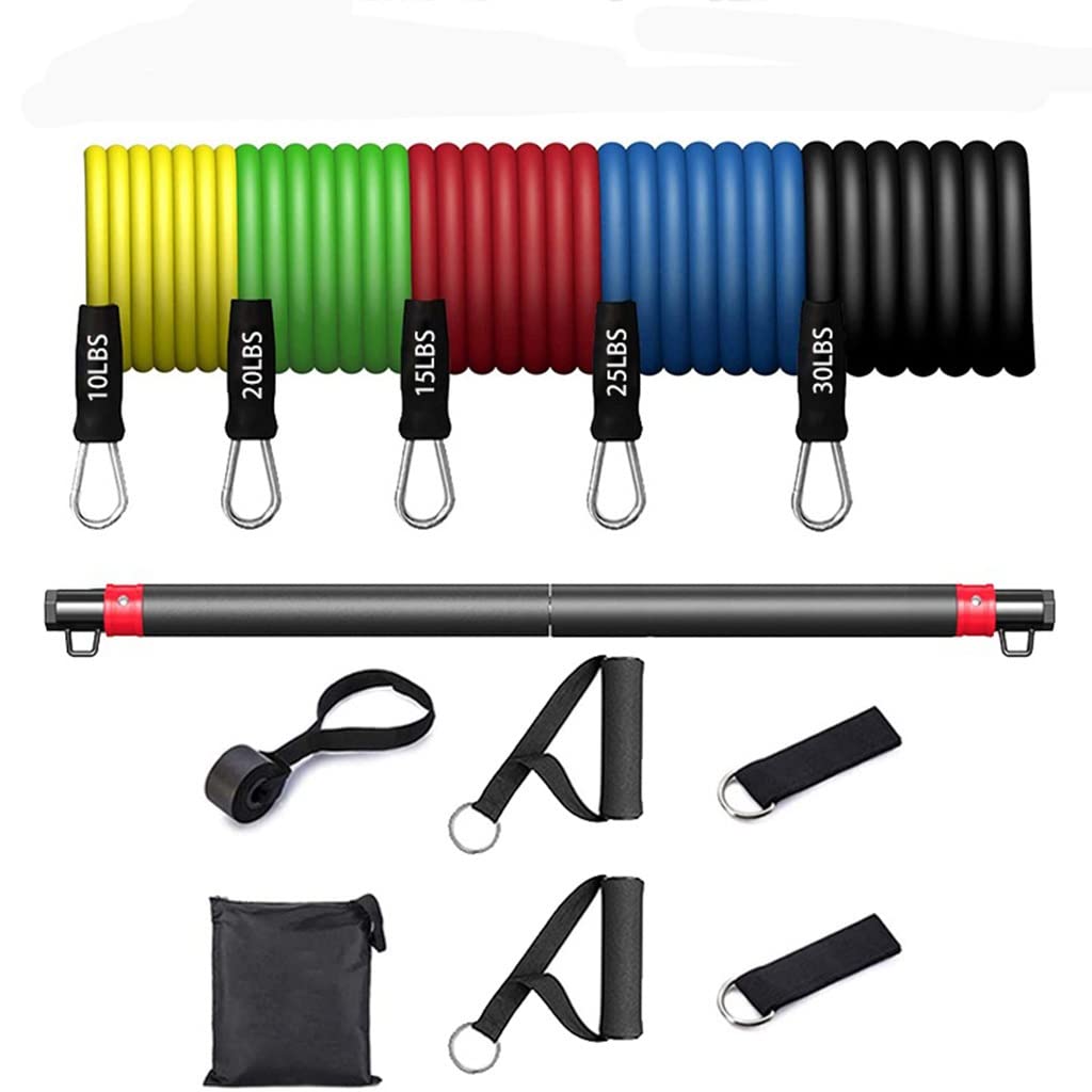 Full Body Workout Portable All-in-One Fitness Bar Set Strength Workout Equipment Pilates Workout Resistance Bands Color A Size