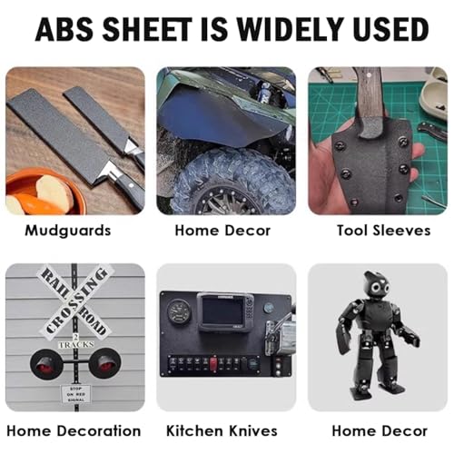 Image of TIMESETL 6 Pack Black ABS Plastic Sheet 11.75 inch x 15.75 inch x 0.06 inch, Moldable Plastic Sheets, High Tensile and Impact Strength Plastic, Great for DIY Projects, Decor, Handcrafts (Matte & Textured Finish)